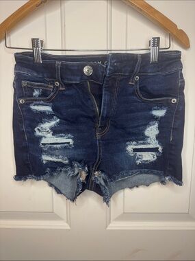 American Eagle Outfitters Distressed Dark Blue Denim Cutoff Shorts